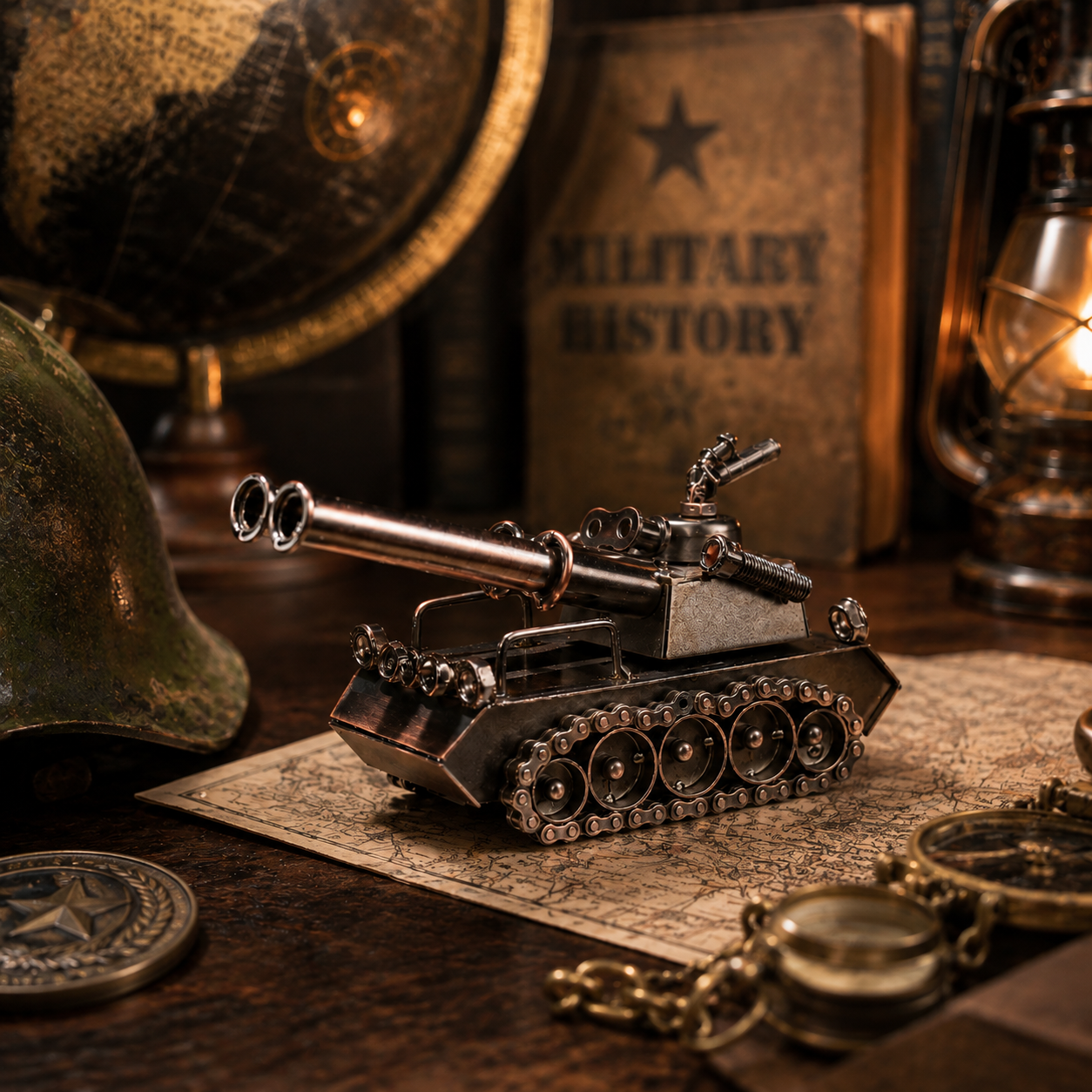 Vintage Metal Tank Sculpture