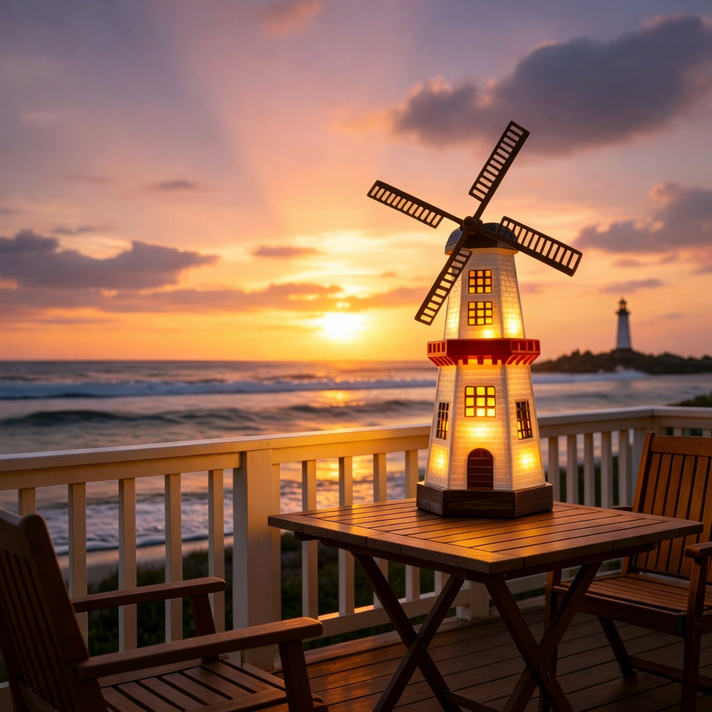 Solar Windmill Lighthouse Garden Light 