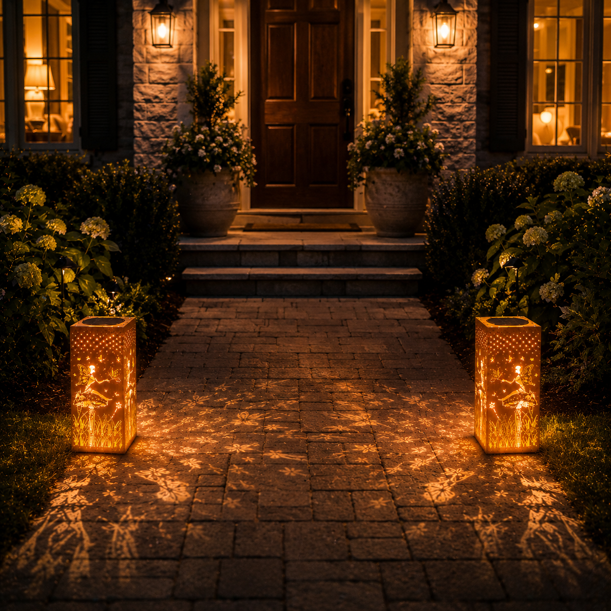 Solar Garden Lights, Hollow Pattern Projection, Solar Powered Garden Pathway Lights for Yard, Patio, Porch, Walkway Decor