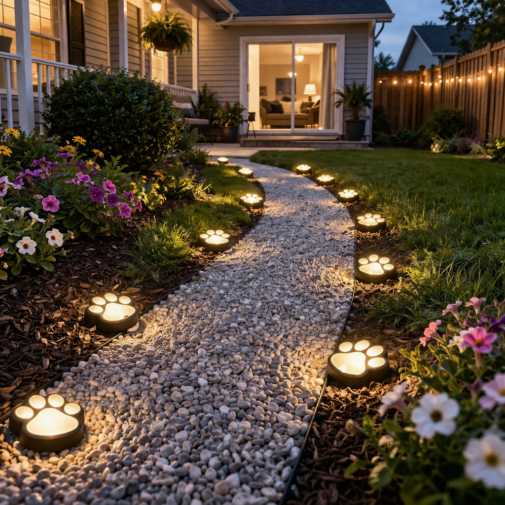 Solar Paw Print Garden Lights – Outdoor Pathway Decor