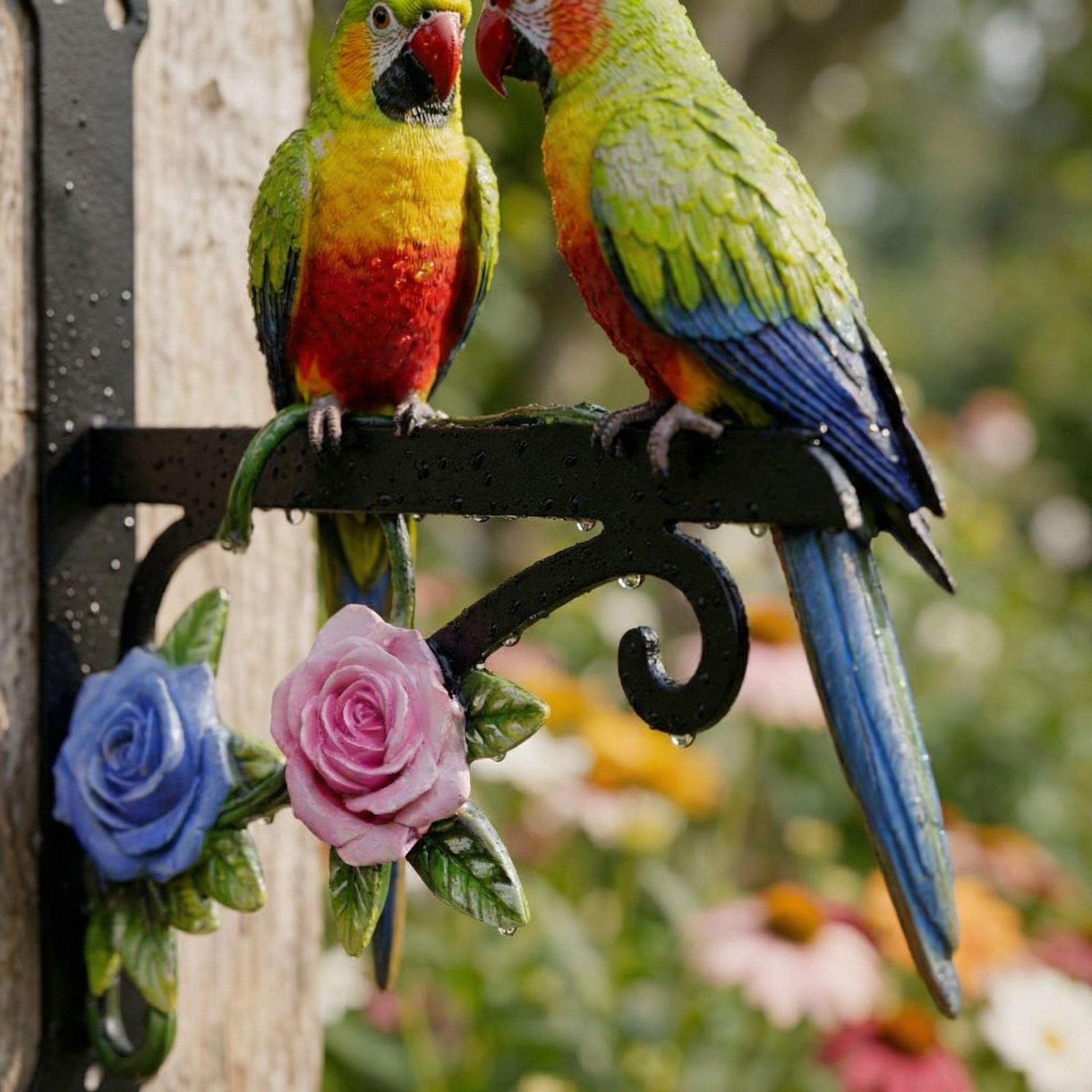 Colorful Parrot Metal Wall Hook – Outdoor Decorative Hanging Suitable for wind chimes, plants and decorative lights