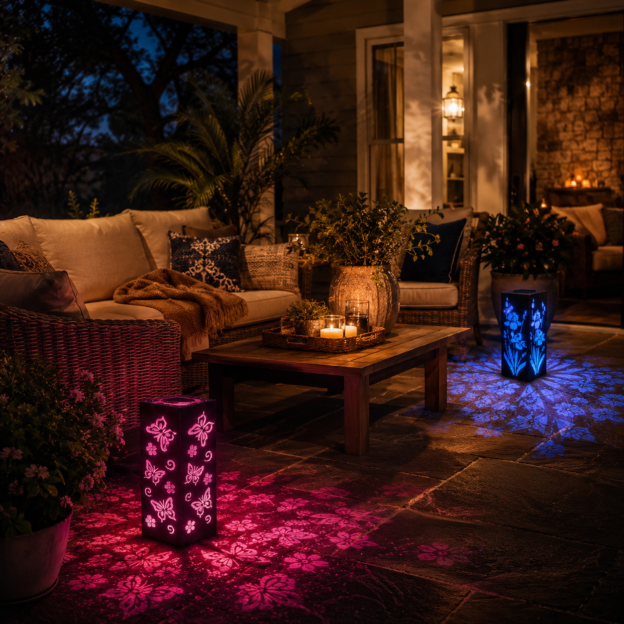 Solar Garden Lights, Hollow Pattern Projection, Solar Powered Garden Pathway Lights for Yard, Patio, Porch, Walkway Decor