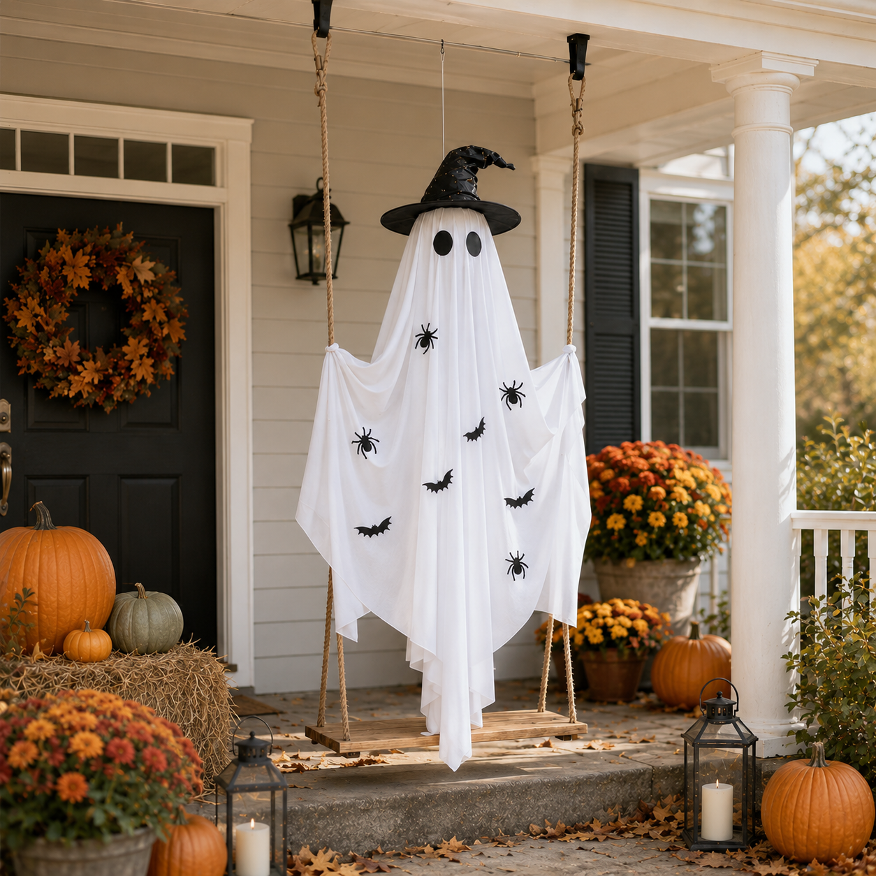 Lighted Hanging Halloween Ghost Decor