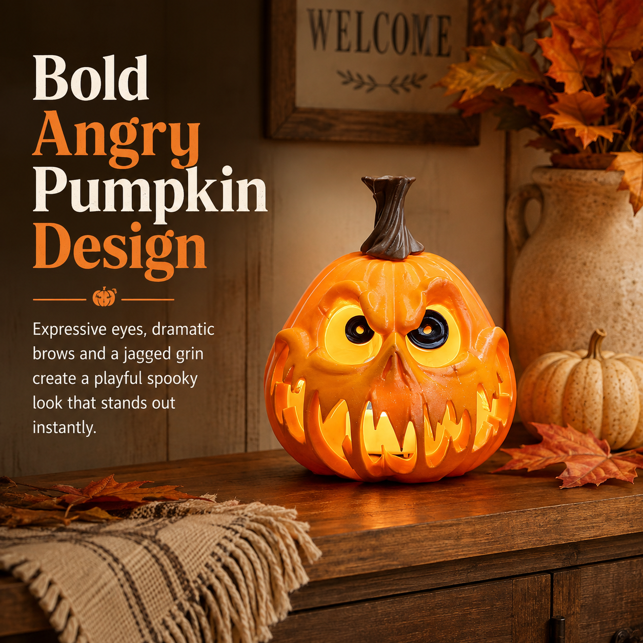 Lighted Halloween Pumpkin Tabletop Decor