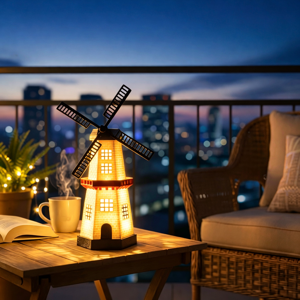 Solar Windmill Lighthouse Garden Light 