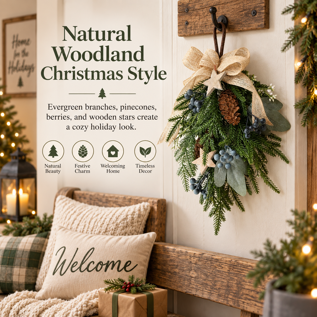Rustic Christmas Hanging Swag Decor