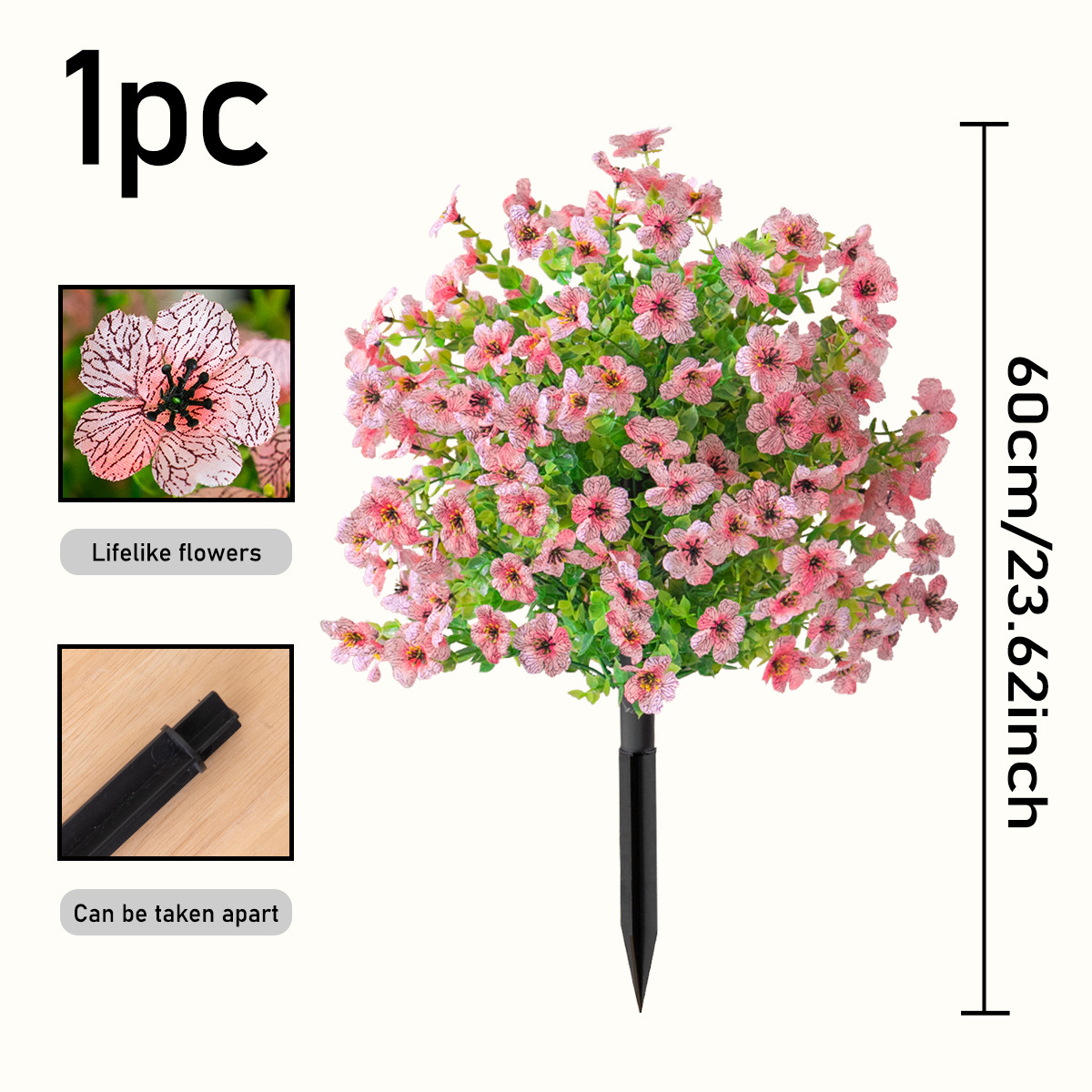 Outdoor Artificial Flower Ball Garden Stakes – Waterproof,Windproof,UV Resistant Outdoor Faux Floral Decor