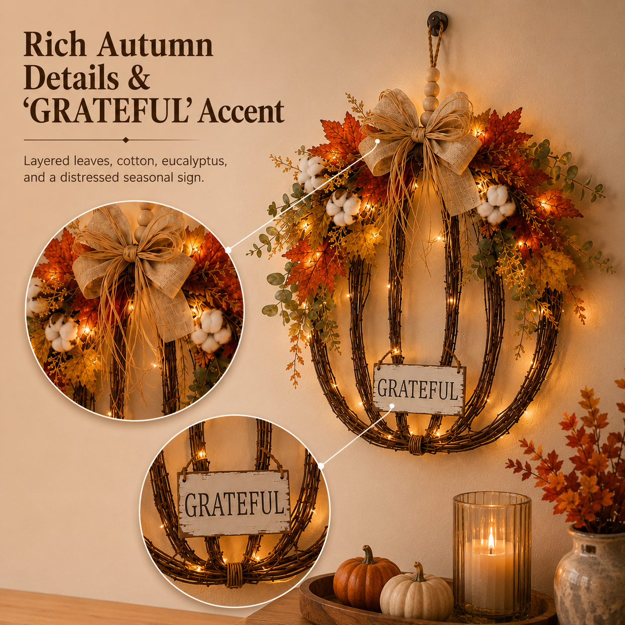 Fall Pumpkin Door Hanging Decor