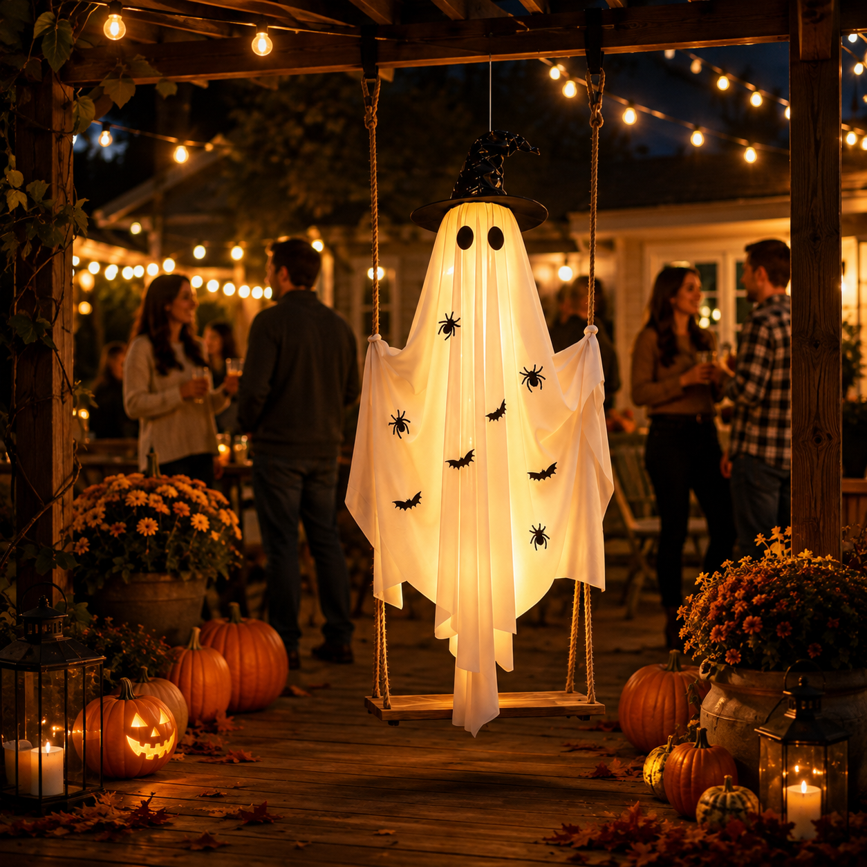 Lighted Hanging Halloween Ghost Decor