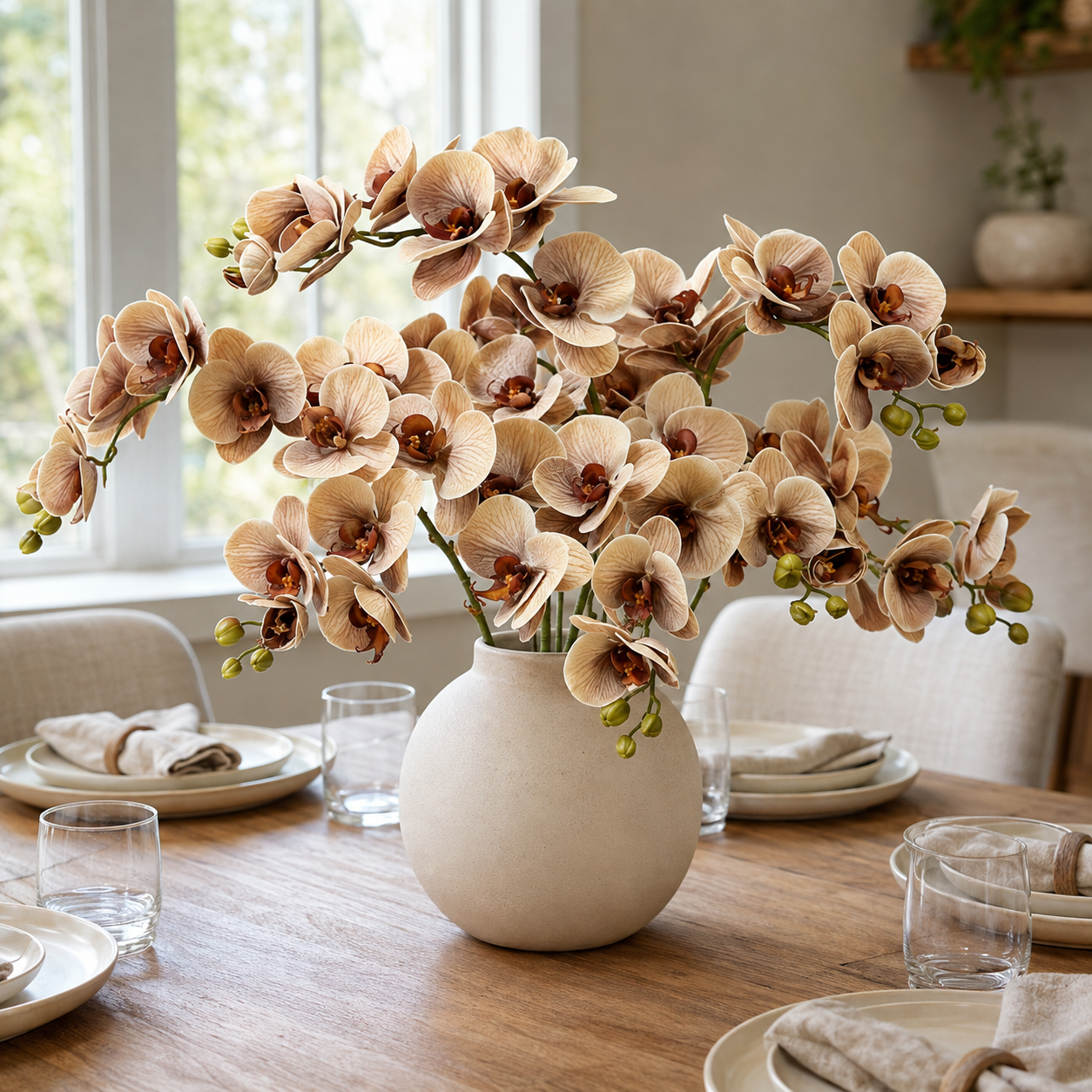 Artificial Orchid Flower Stems Set of 2