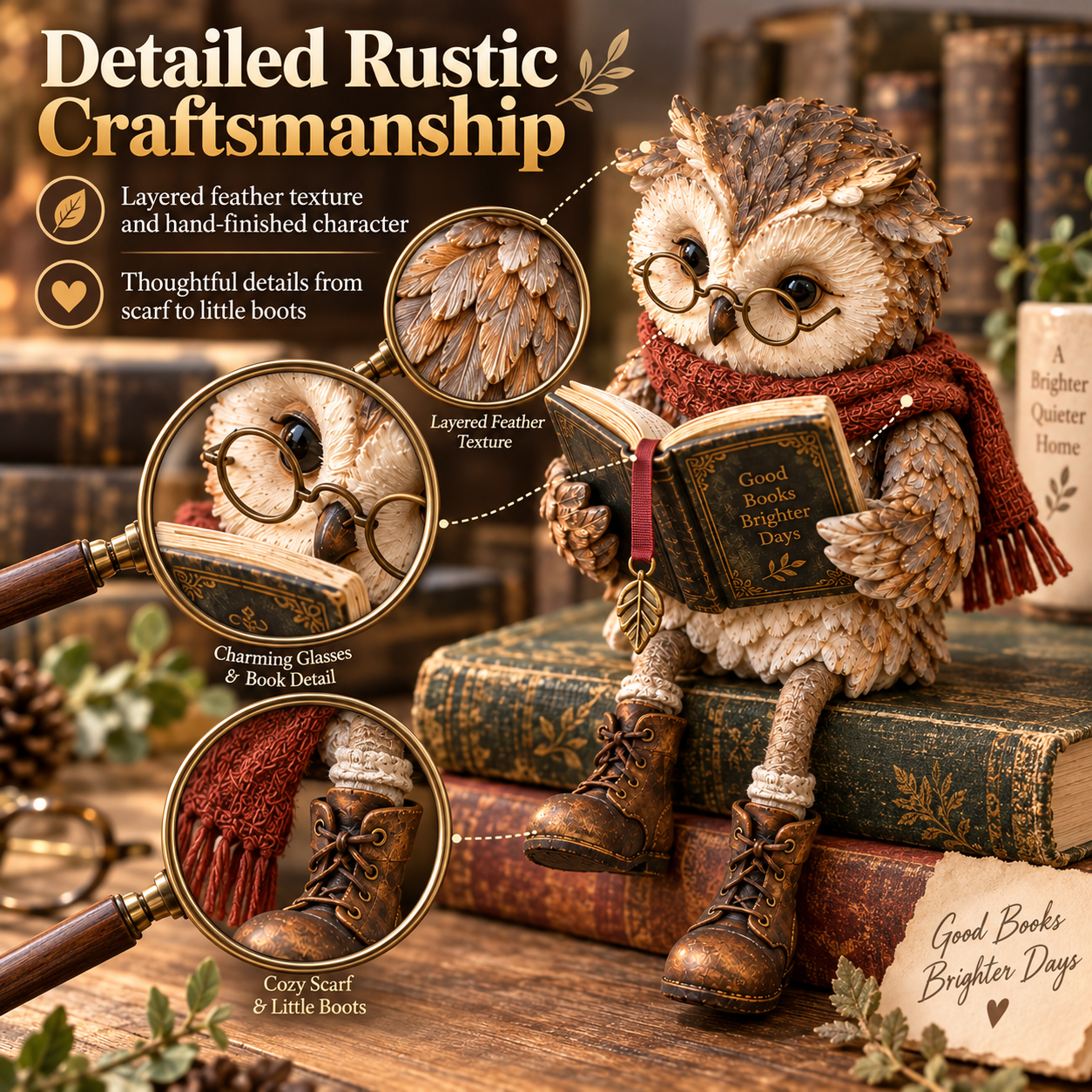 Reading Owl Figurine 