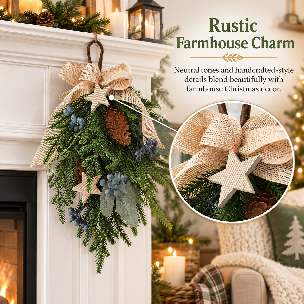 Rustic Christmas Hanging Swag Decor