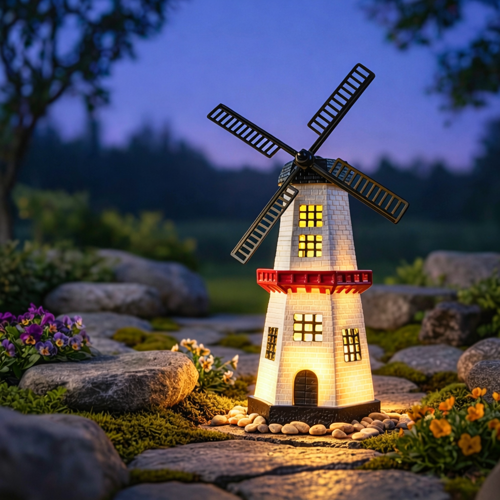 Solar Windmill Lighthouse Garden Light 