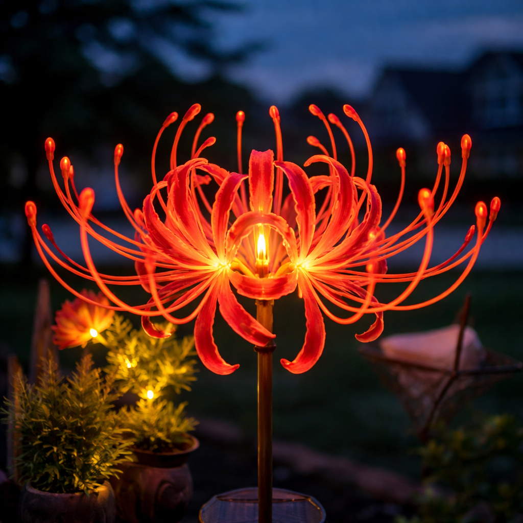 Solar Higanbana Garden Stake Light – Outdoor Garden Decor with Warm Glow