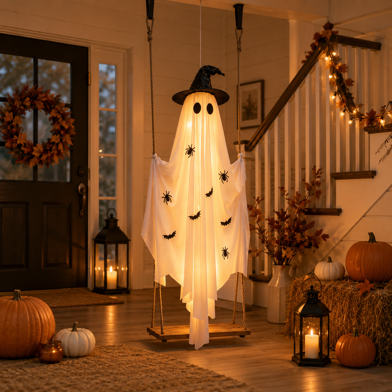 Lighted Hanging Halloween Ghost Decor