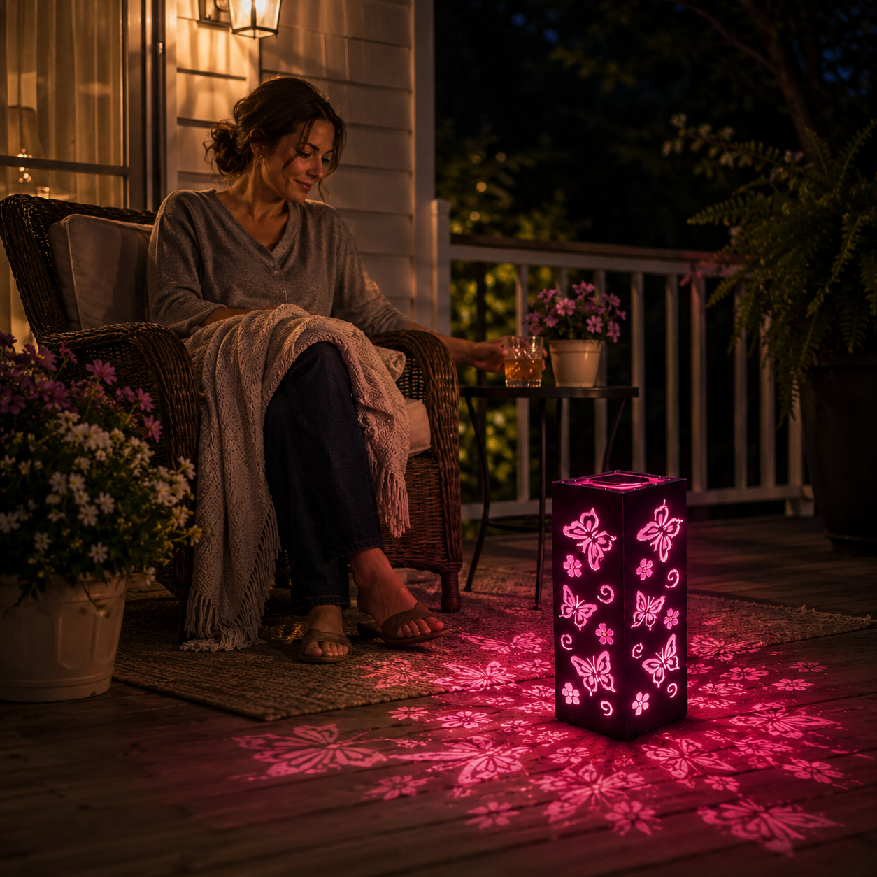 Solar Garden Lights, Hollow Pattern Projection, Solar Powered Garden Pathway Lights for Yard, Patio, Porch, Walkway Decor
