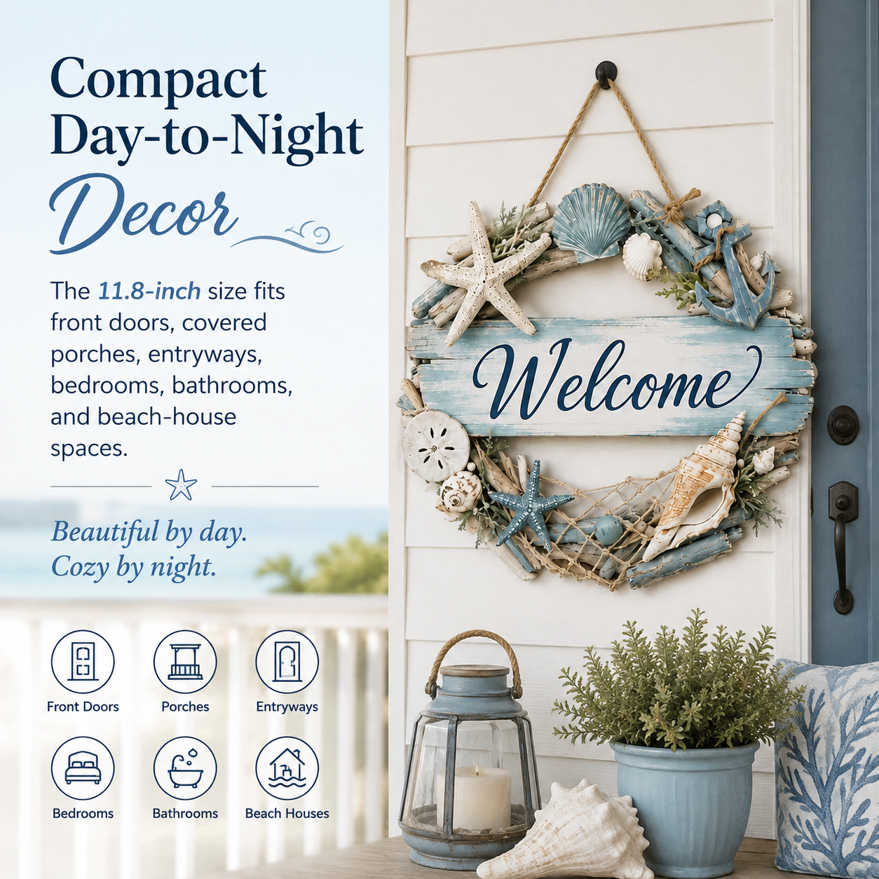Lighted Coastal Welcome Sign 