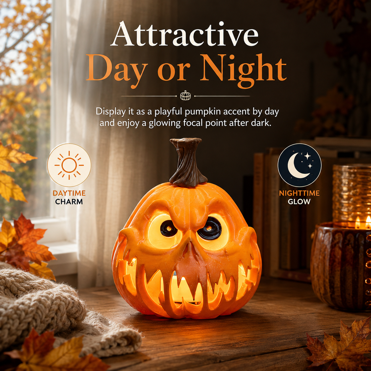 Lighted Halloween Pumpkin Tabletop Decor
