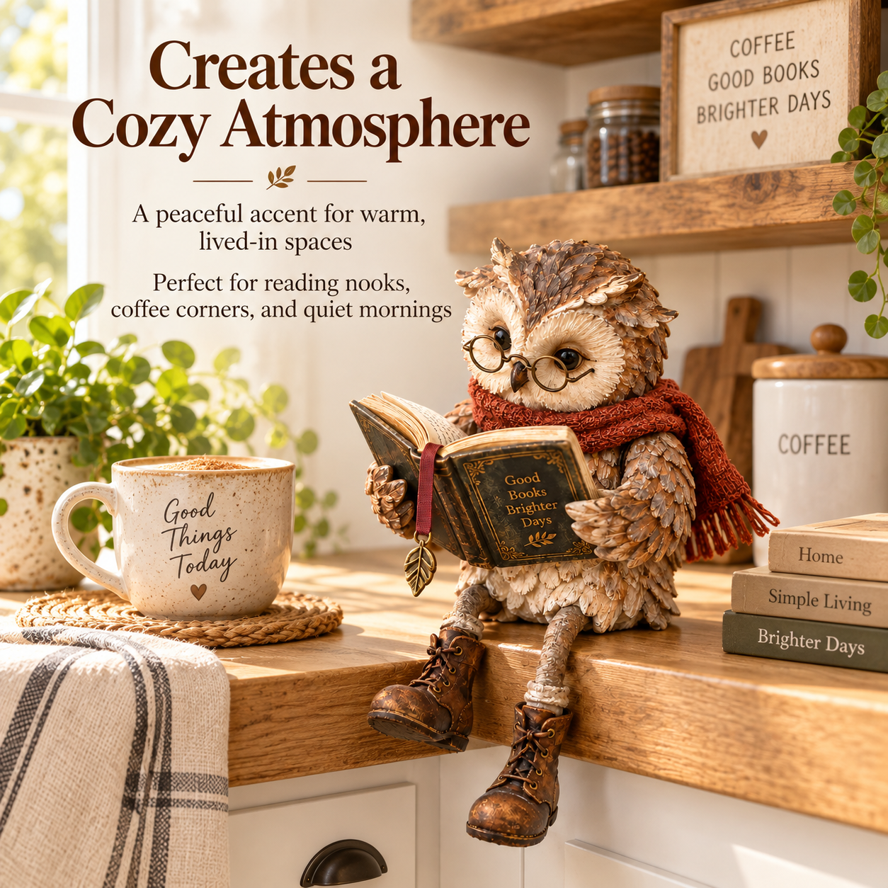 Reading Owl Figurine 