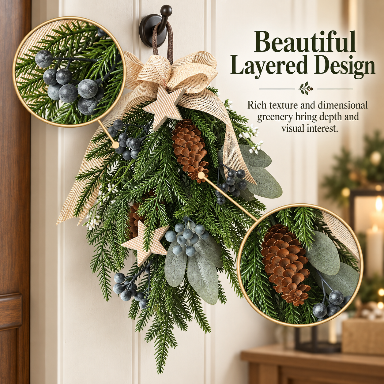 Rustic Christmas Hanging Swag Decor