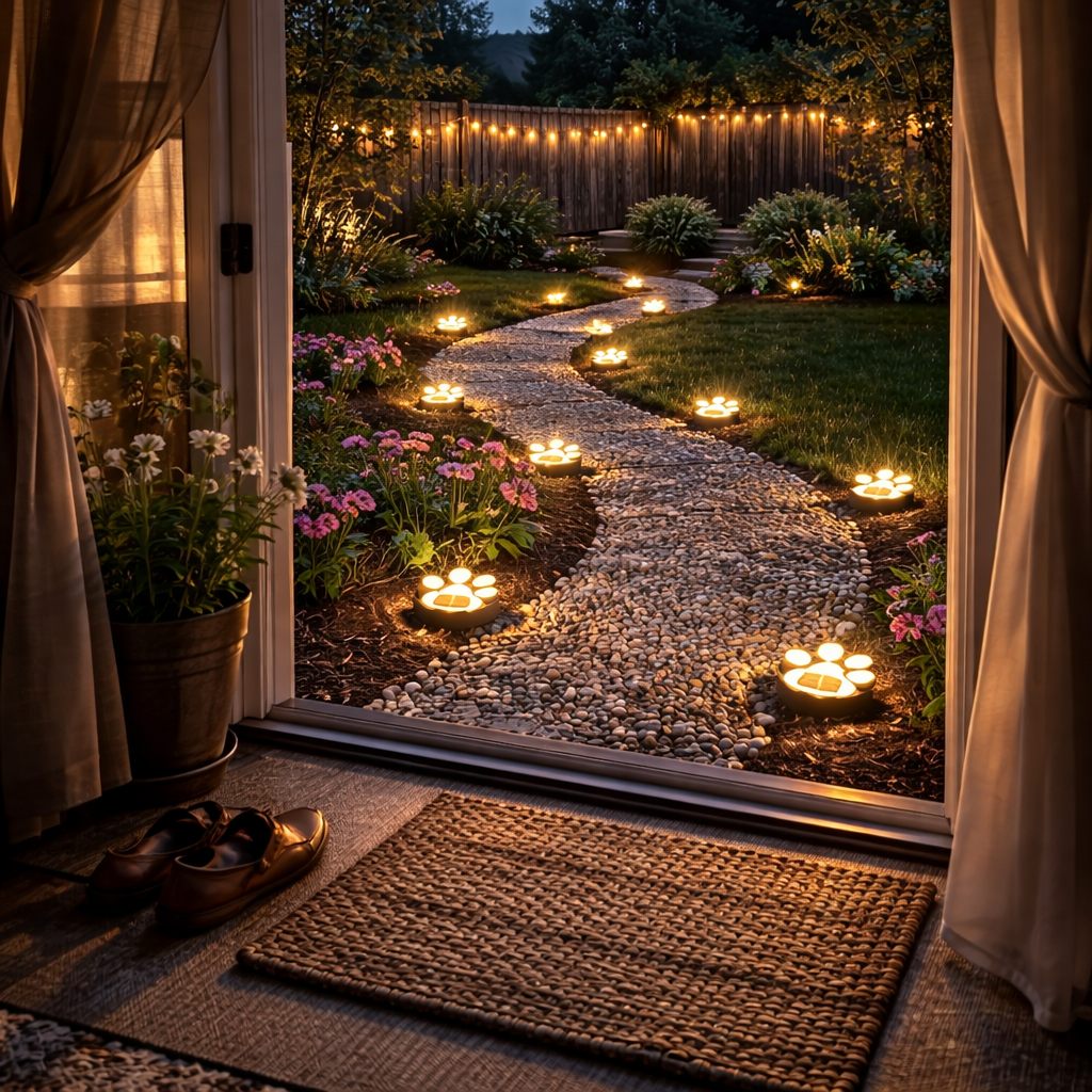 Solar Paw Print Garden Lights – Outdoor Pathway Decor