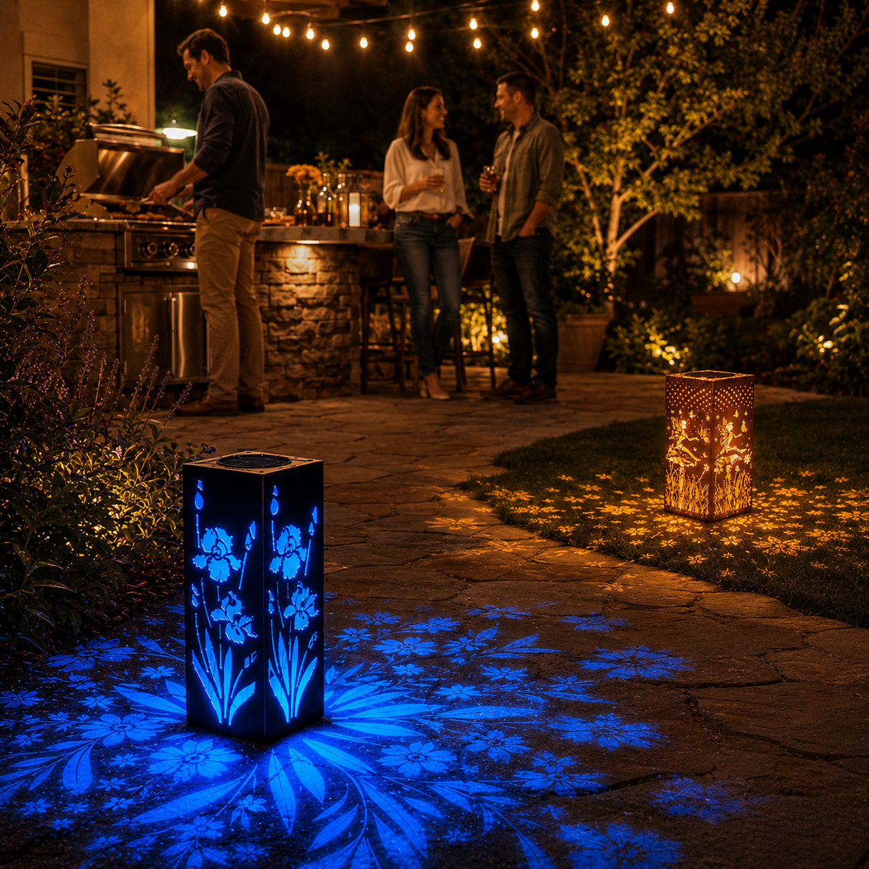 Solar Garden Lights, Hollow Pattern Projection, Solar Powered Garden Pathway Lights for Yard, Patio, Porch, Walkway Decor