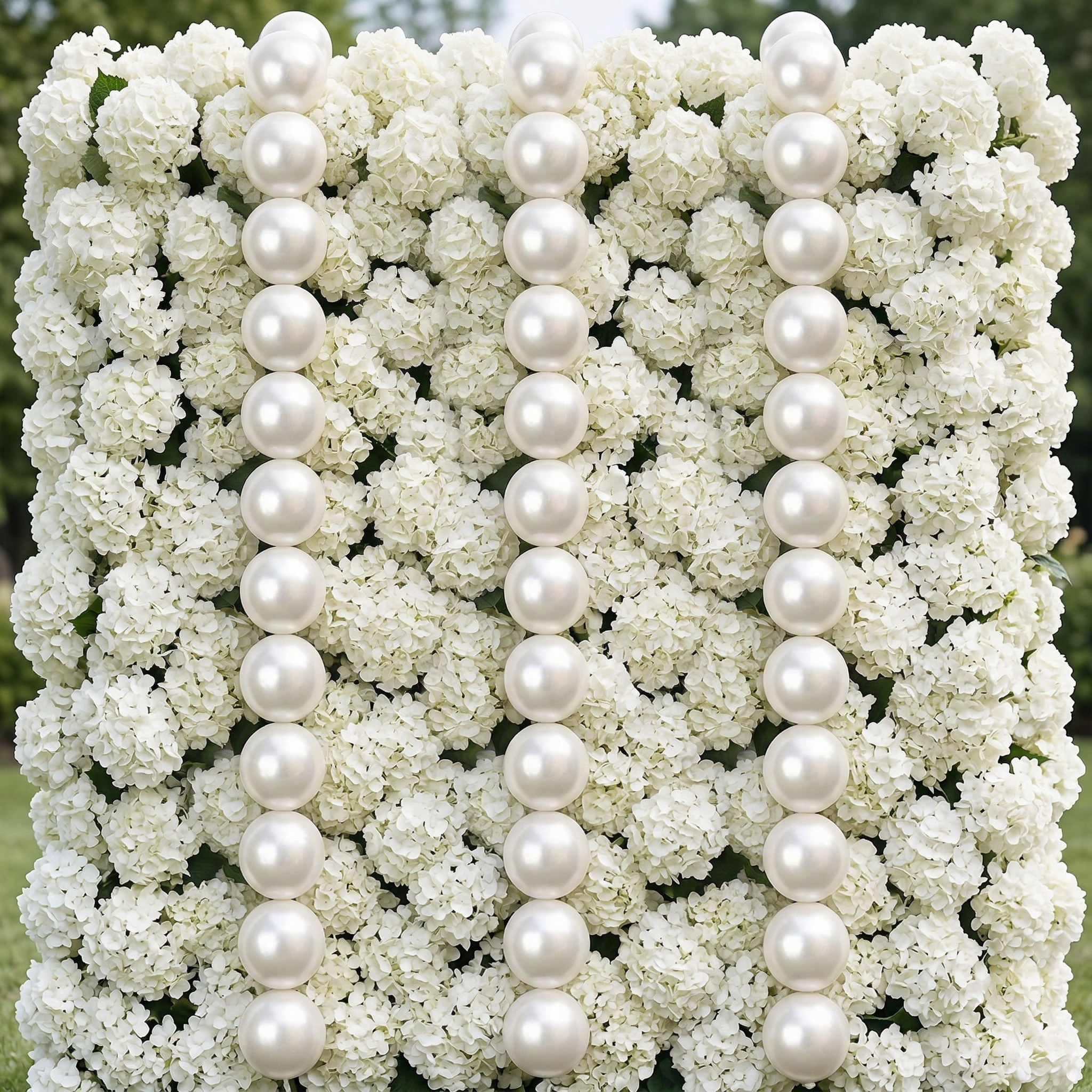 White Faux Pearl Ball Garland – DIY Hanging Decor for Weddings, Birthdays & Party Backdrops