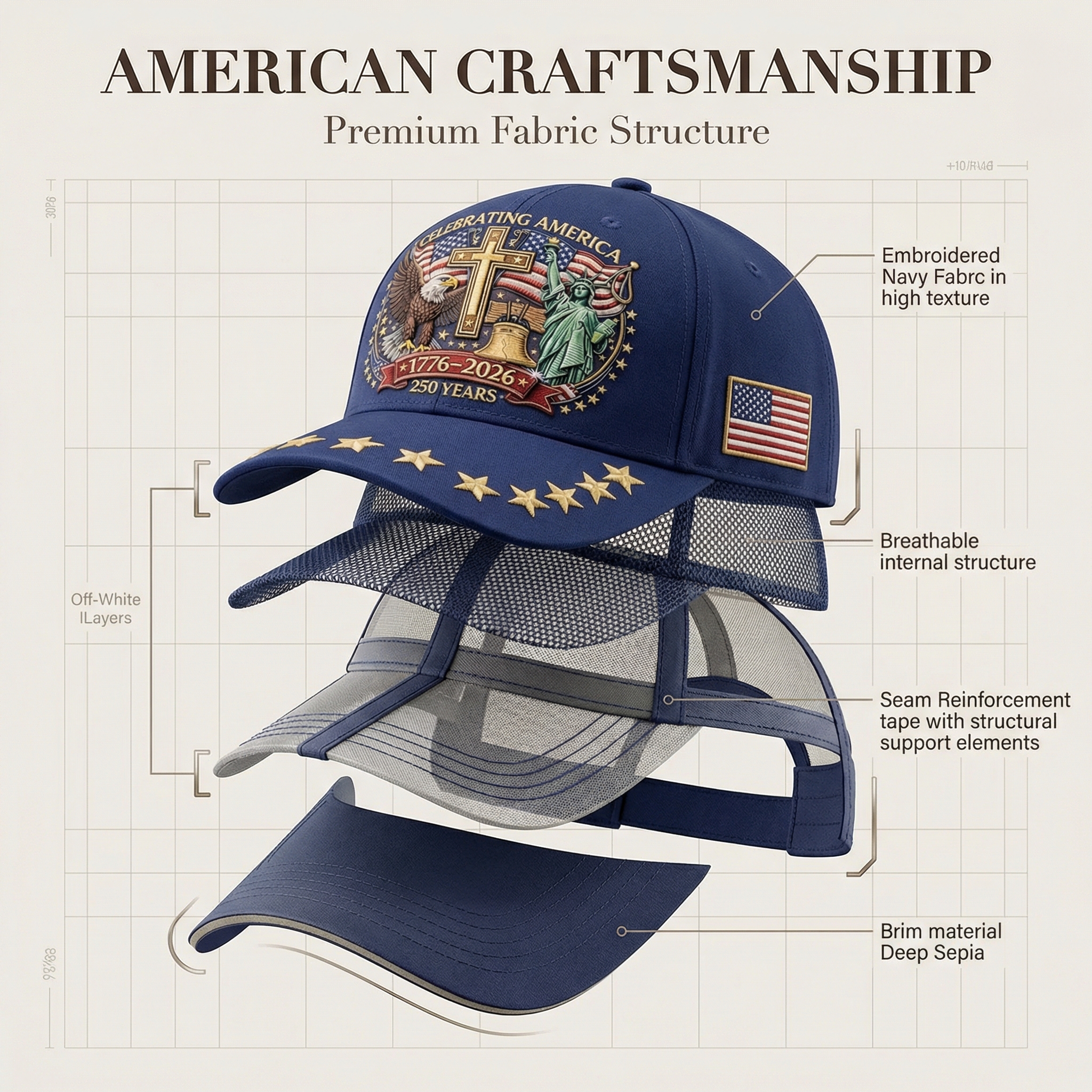 Celebrating America 250th Anniversary Baseball Cap (1776–2026)