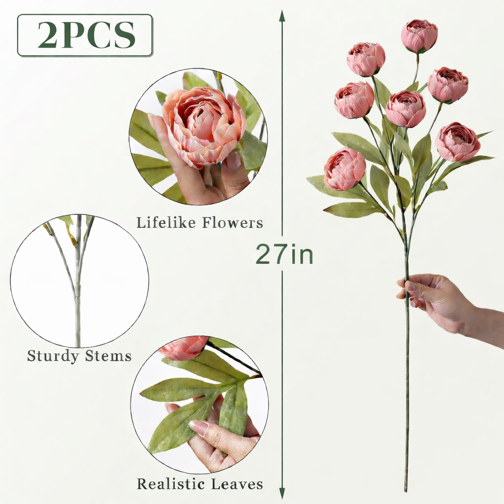Faux Silk Peony Artificial Flowers
