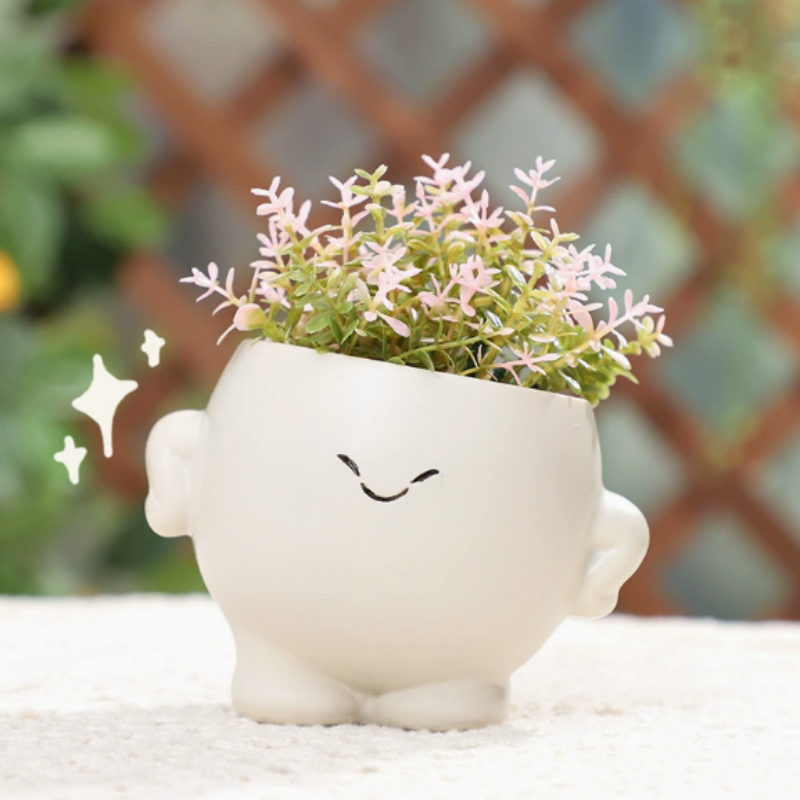 Cute Emotional Planter – Adorable Cartoon Flower Pot for Succulents & Small Plants