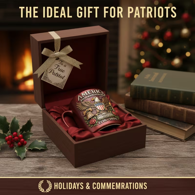 America 250th Anniversary Commemorative Ceramic Mug (1776–2026), 15 oz