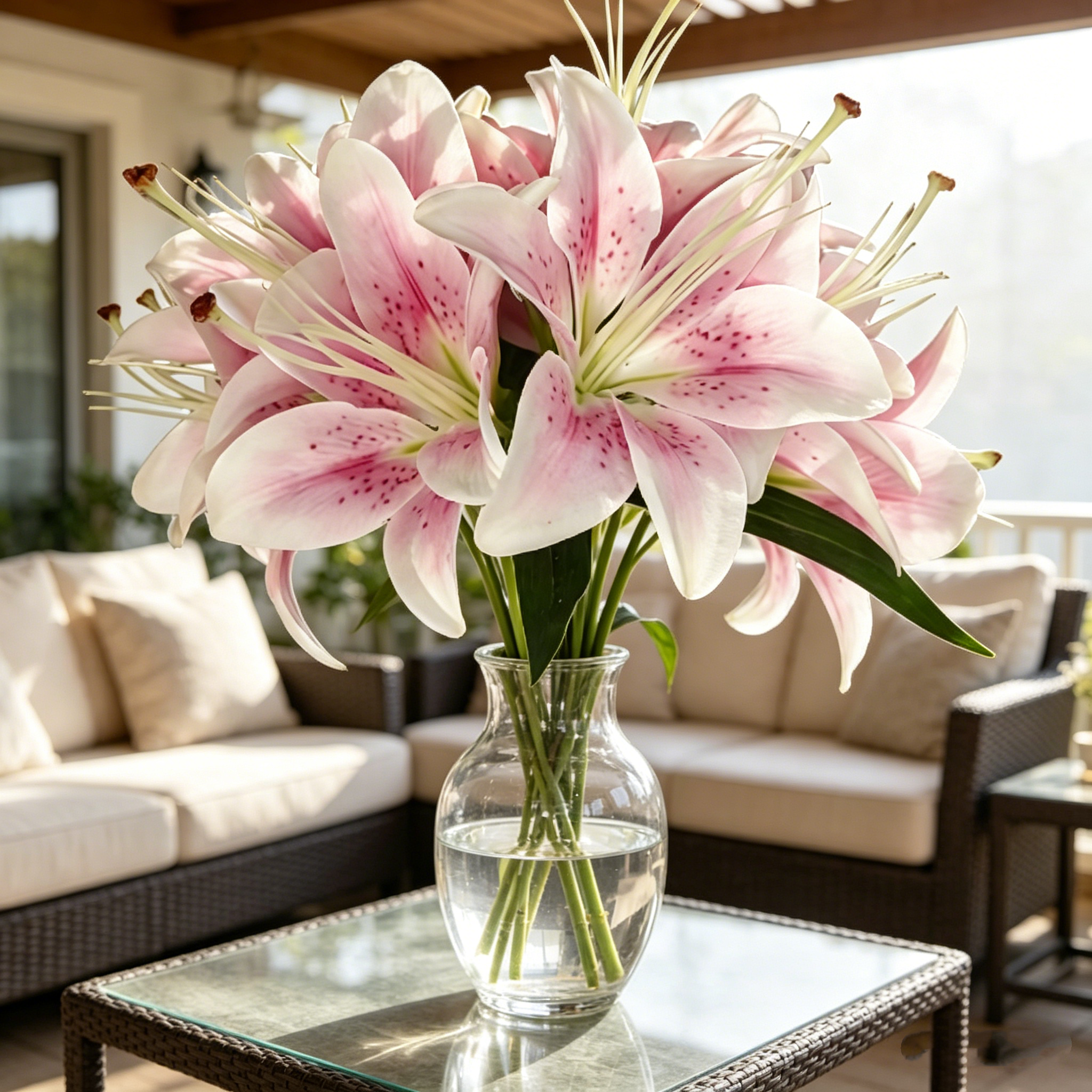 6-Head Faux Pink Lily Bouquet for Elegant Home Decor