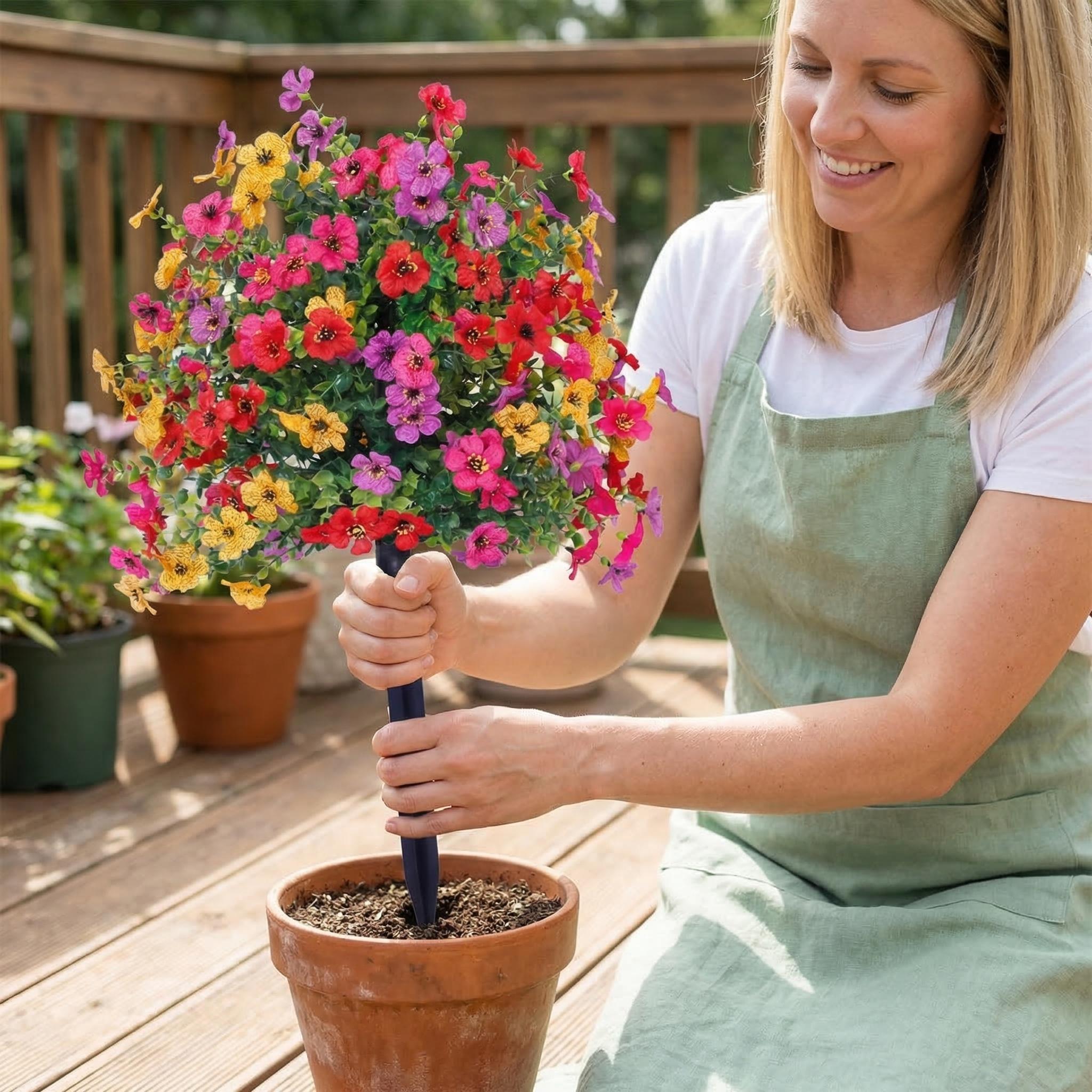 Outdoor Artificial flowers garden stakes – Waterproof,Windproof,UV Resistant Outdoor Faux Floral Decor