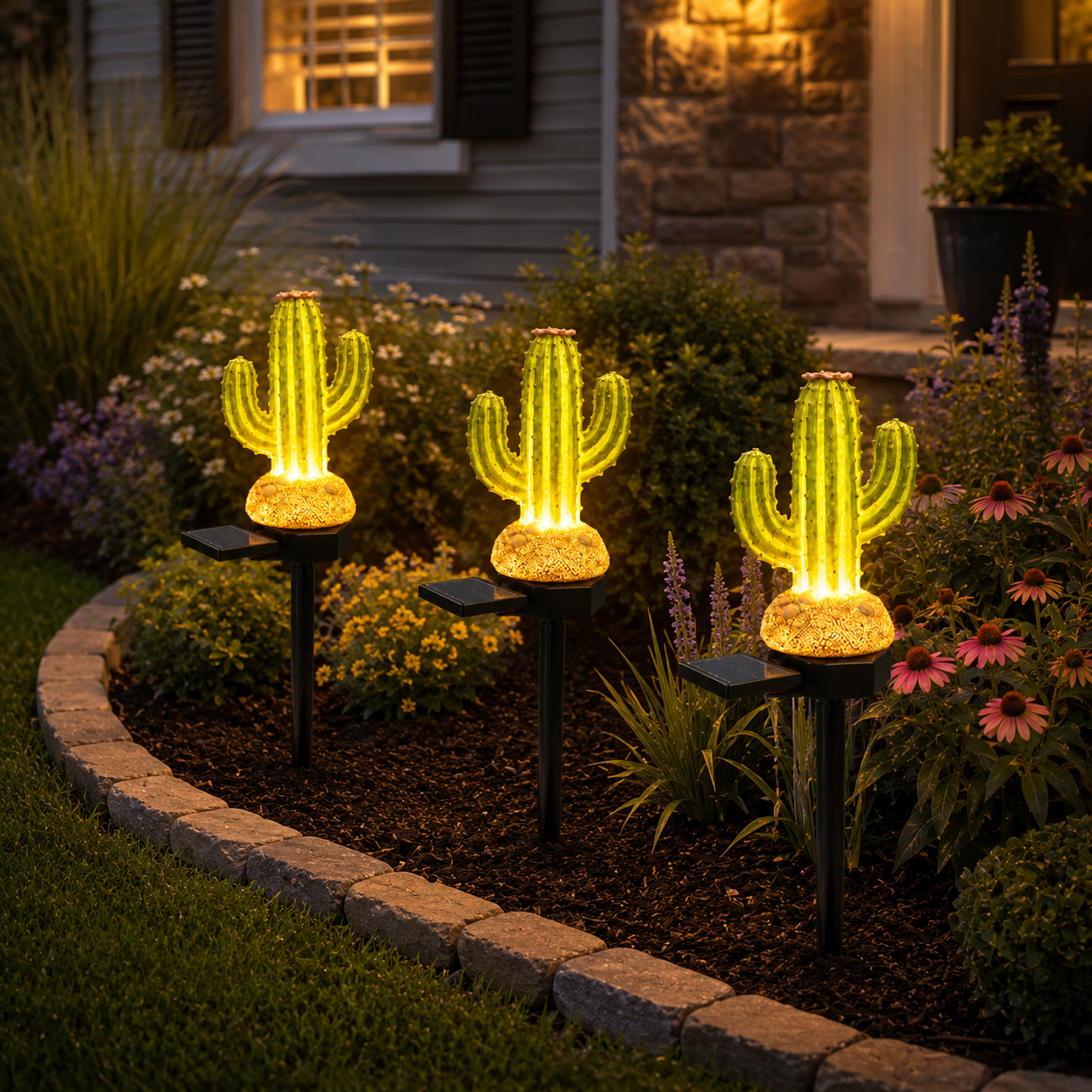 Solar Cactus Garden Stake Light