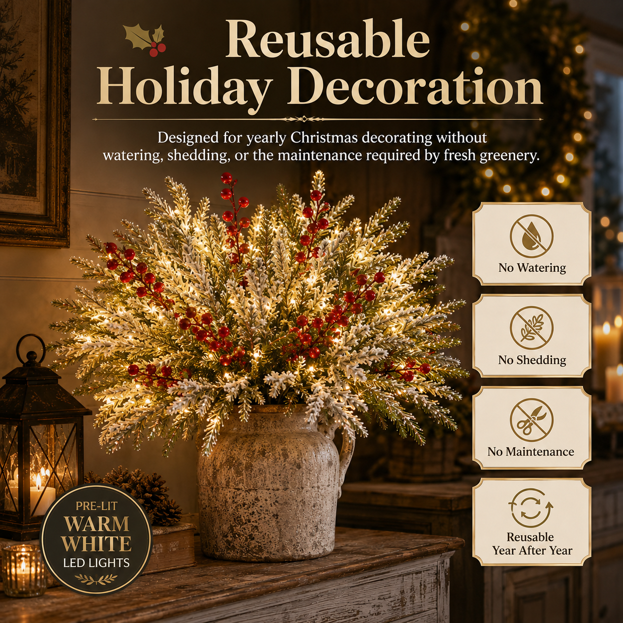 Lighted Christmas Berry & Snowy Pine 6-Piece Set
