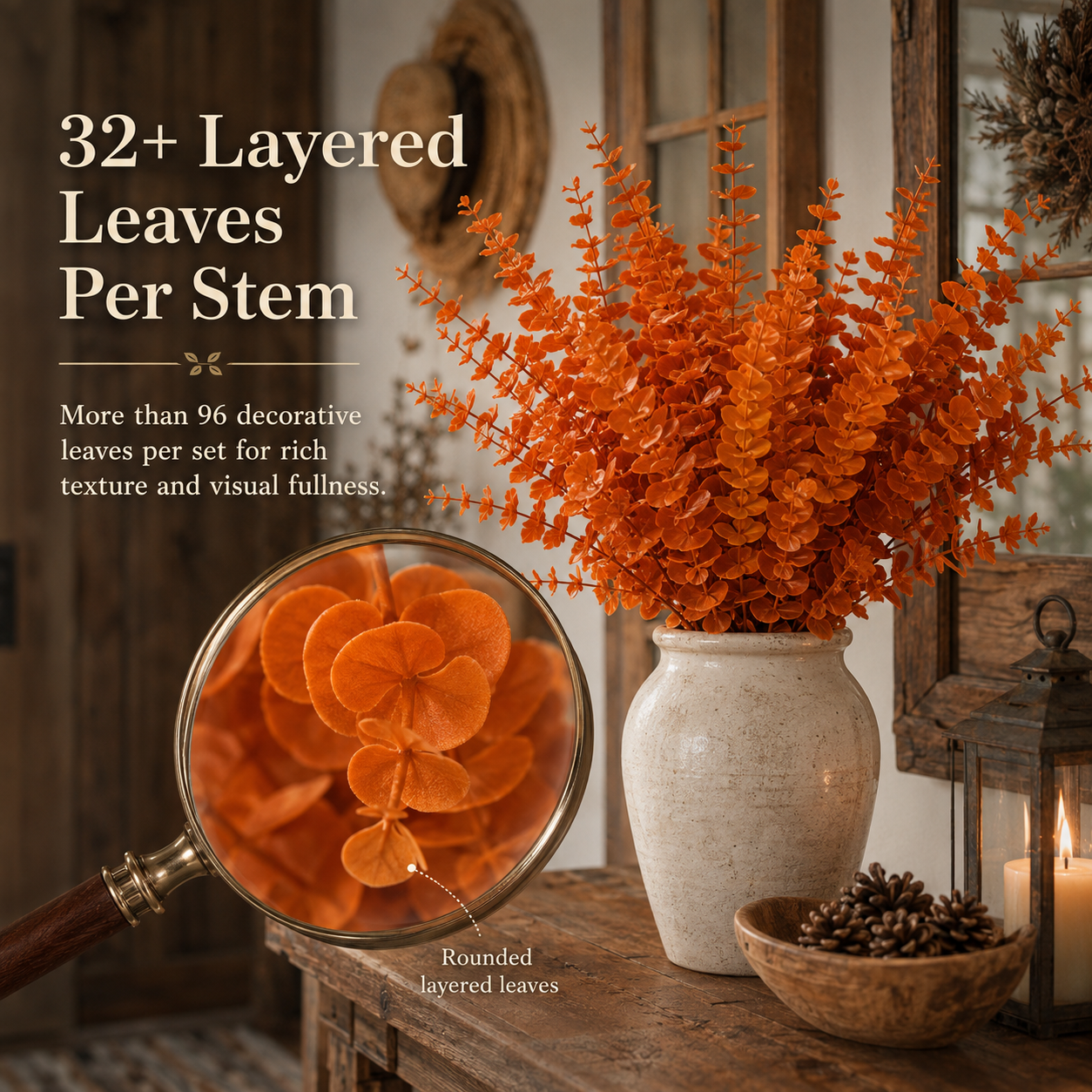 Set of 3 Artificial Eucalyptus Stems