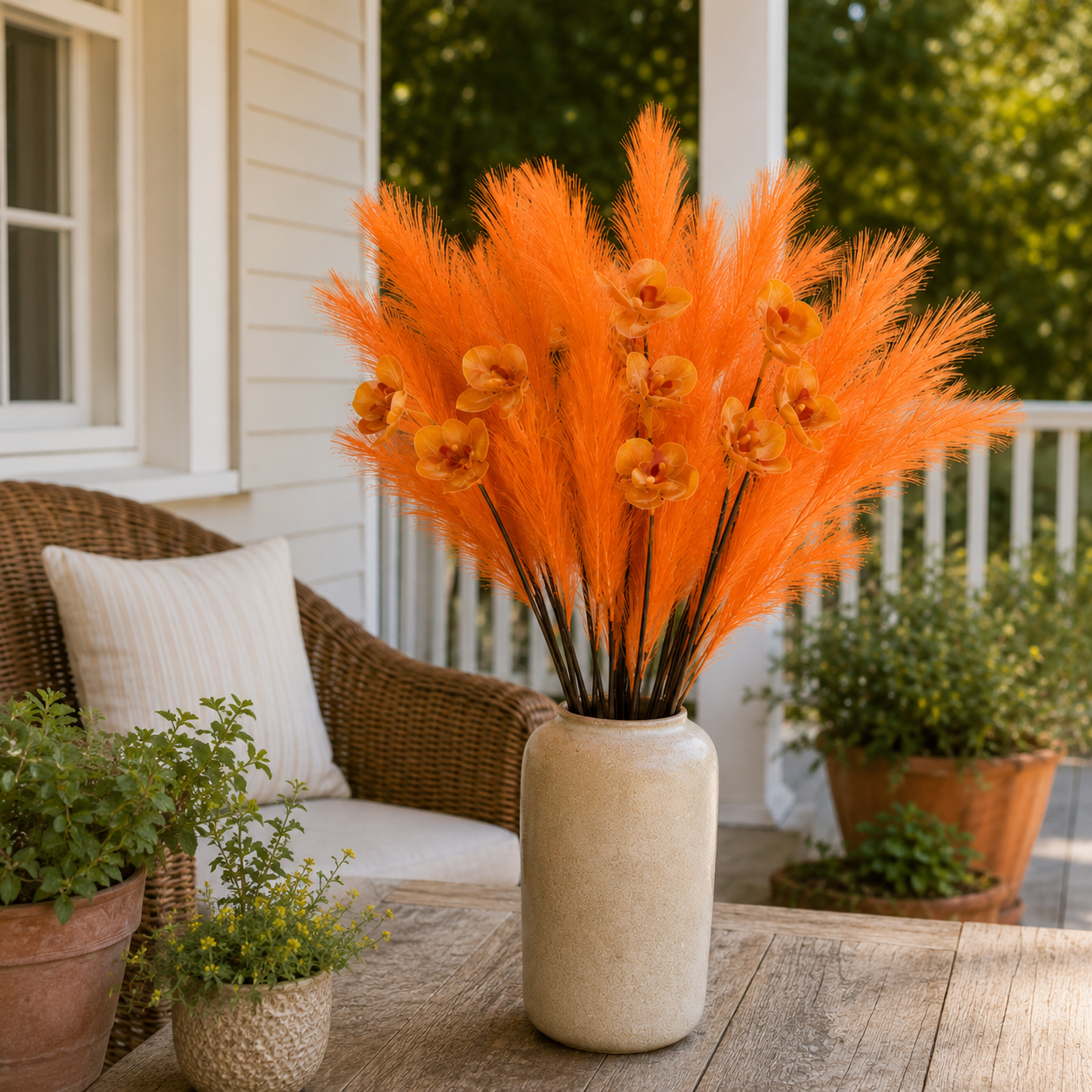 72cm Artificial Butterfly Orchid Reed – 3 Stems Set