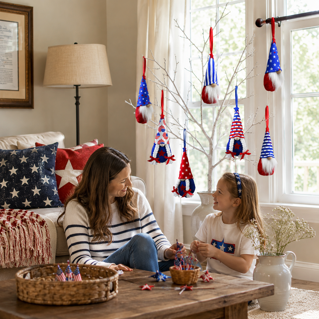 8-Piece Patriotic Gnome Hanging Ornaments Set