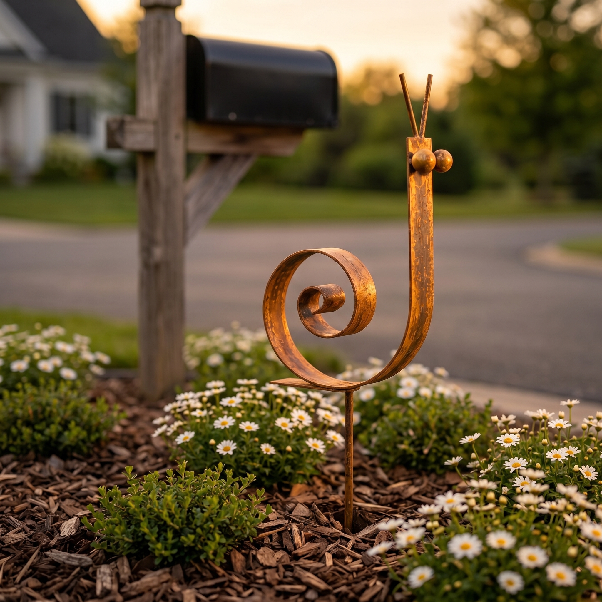 Rustic Metal Snail Garden Stake