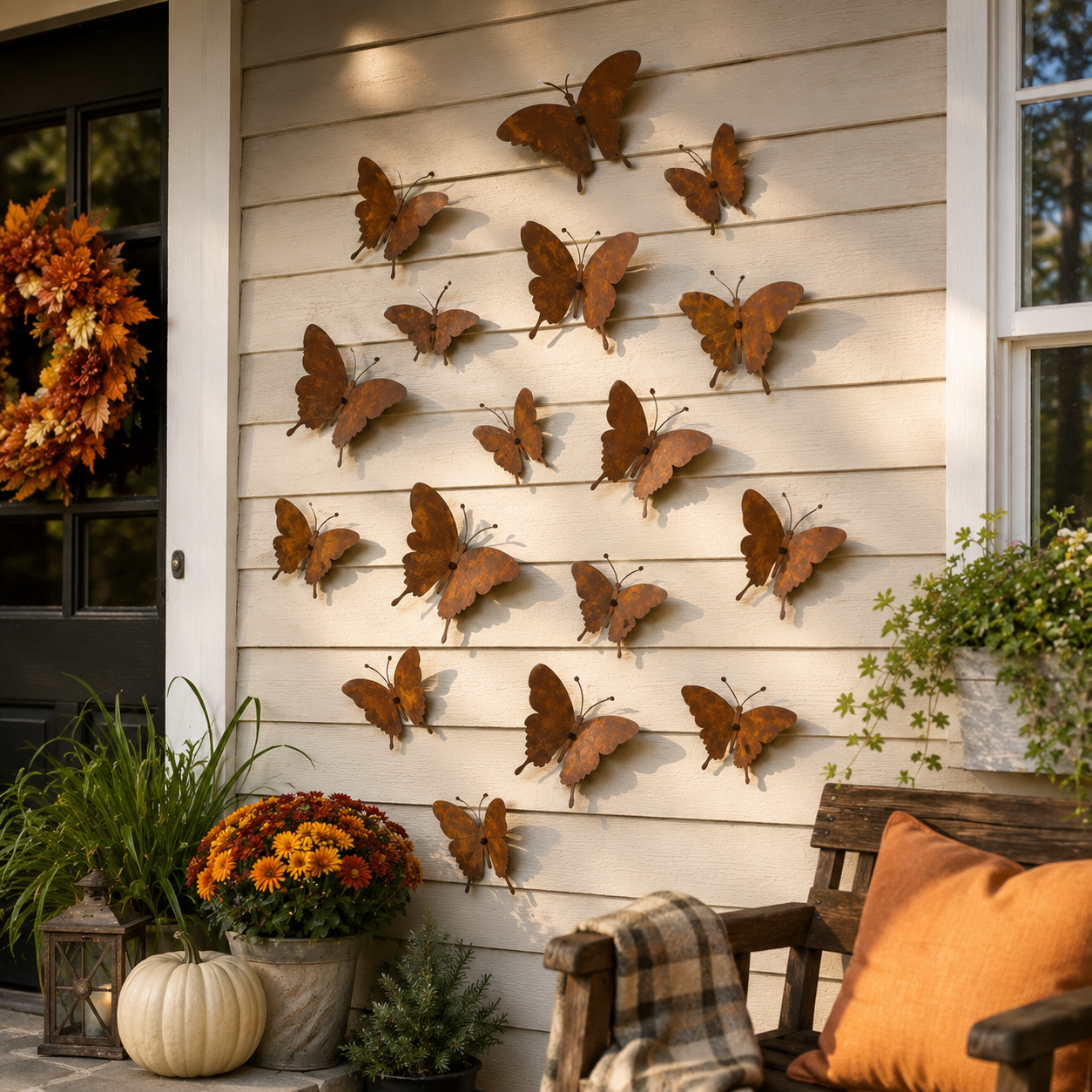 15-Piece Rustic Metal Butterfly Wall Decor Set