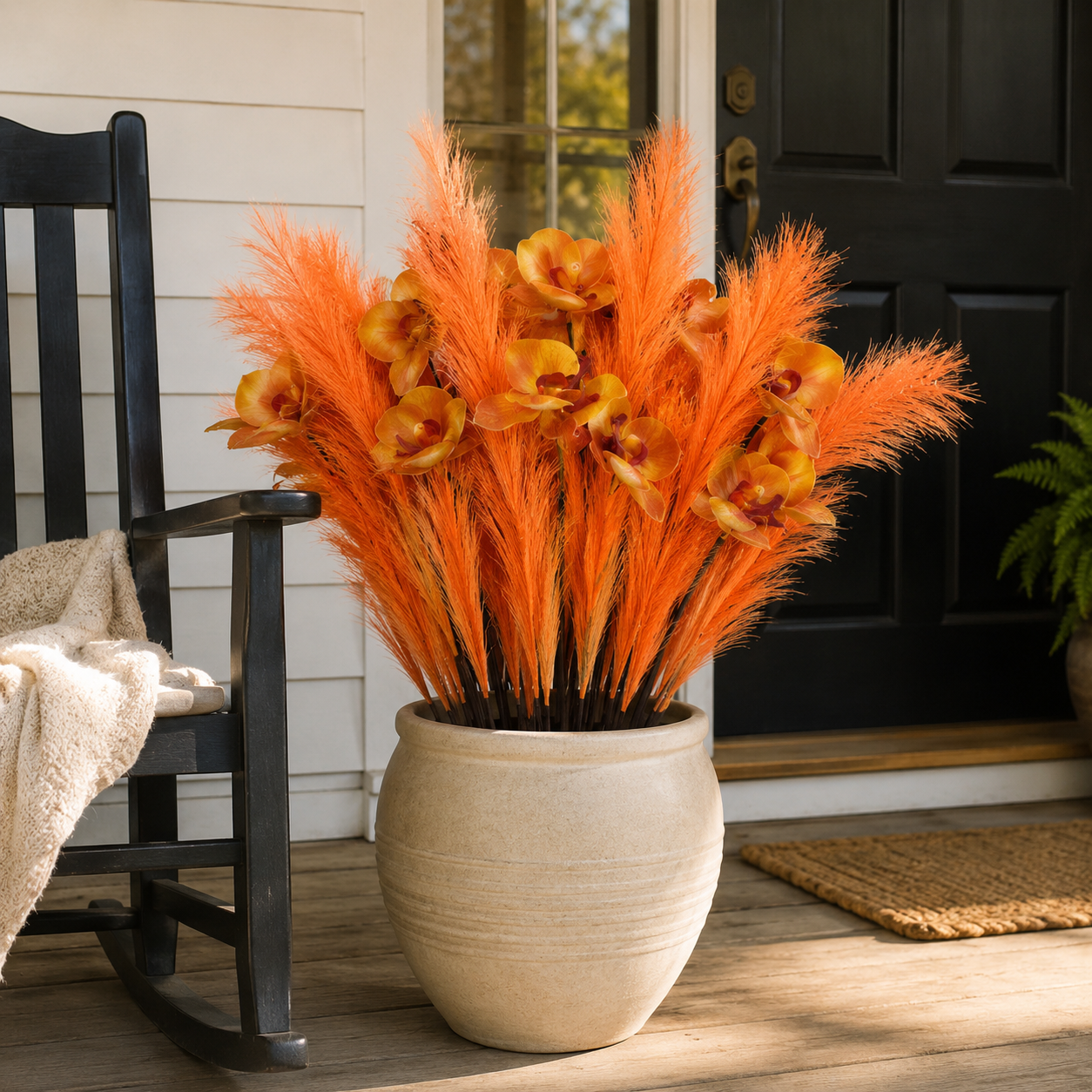 72cm Artificial Butterfly Orchid Reed – 3 Stems Set