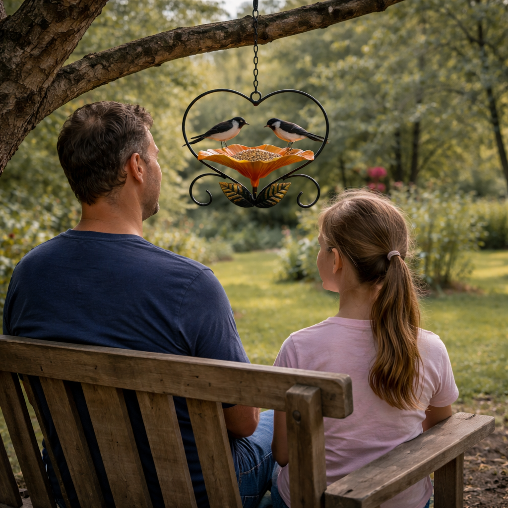 Heart-Shaped Hanging Bird Feeder – Decorative Outdoor Garden Feeder for Small Birds