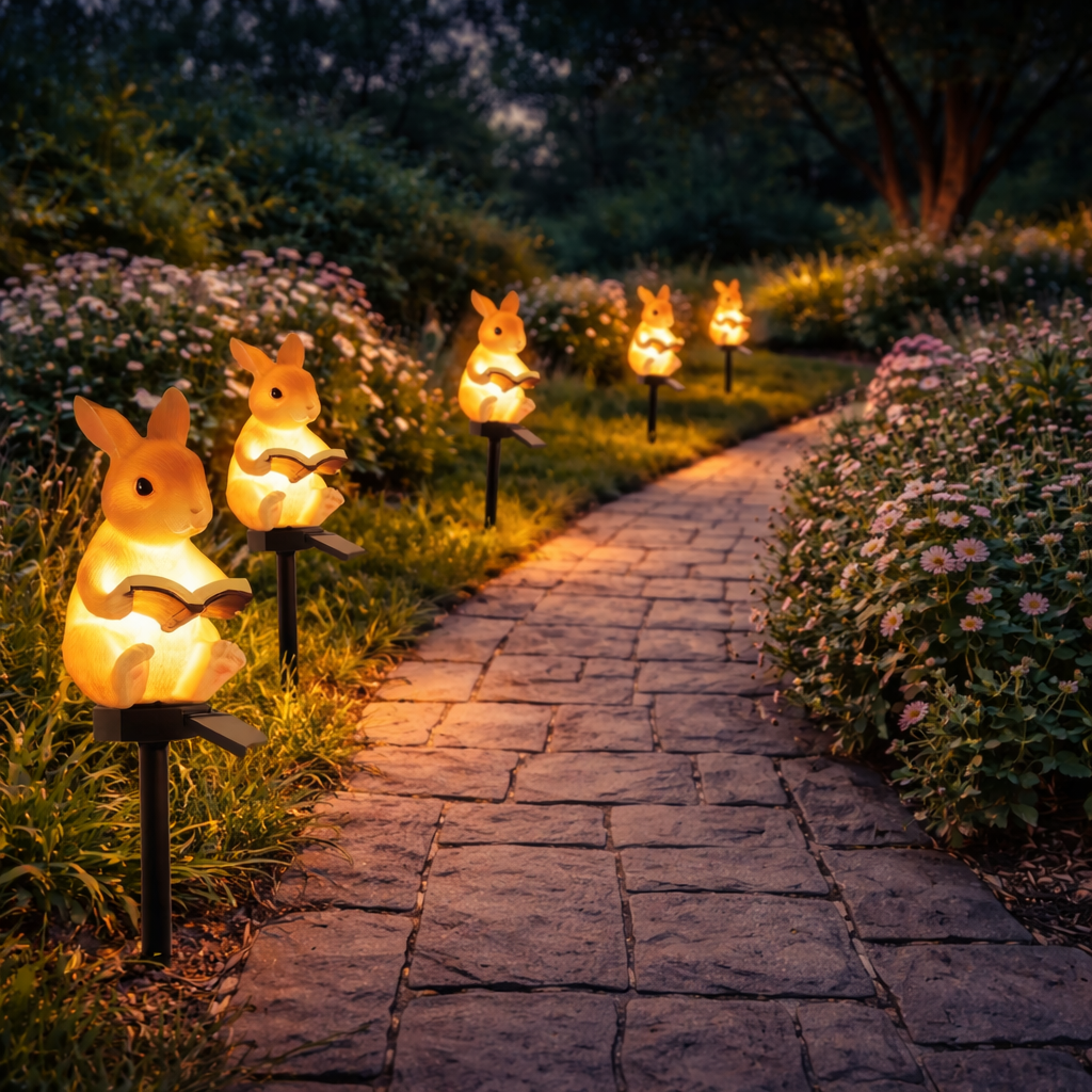 Solar Woodland Garden Stake Light – Rabbit & Squirrel Outdoor Pathway Decor