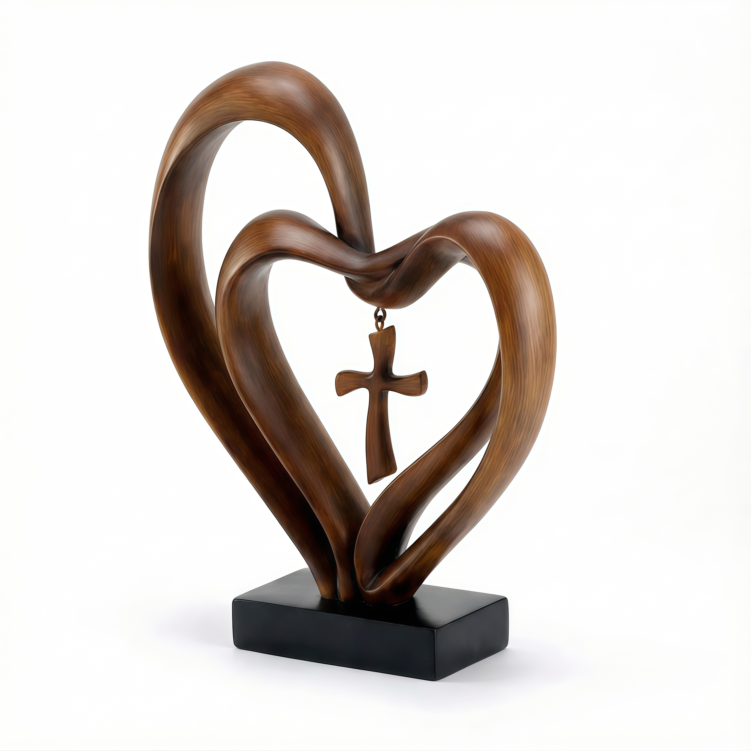 Marriage Takes Three – Entwined Heart & Cross Christian Wedding Sculpture