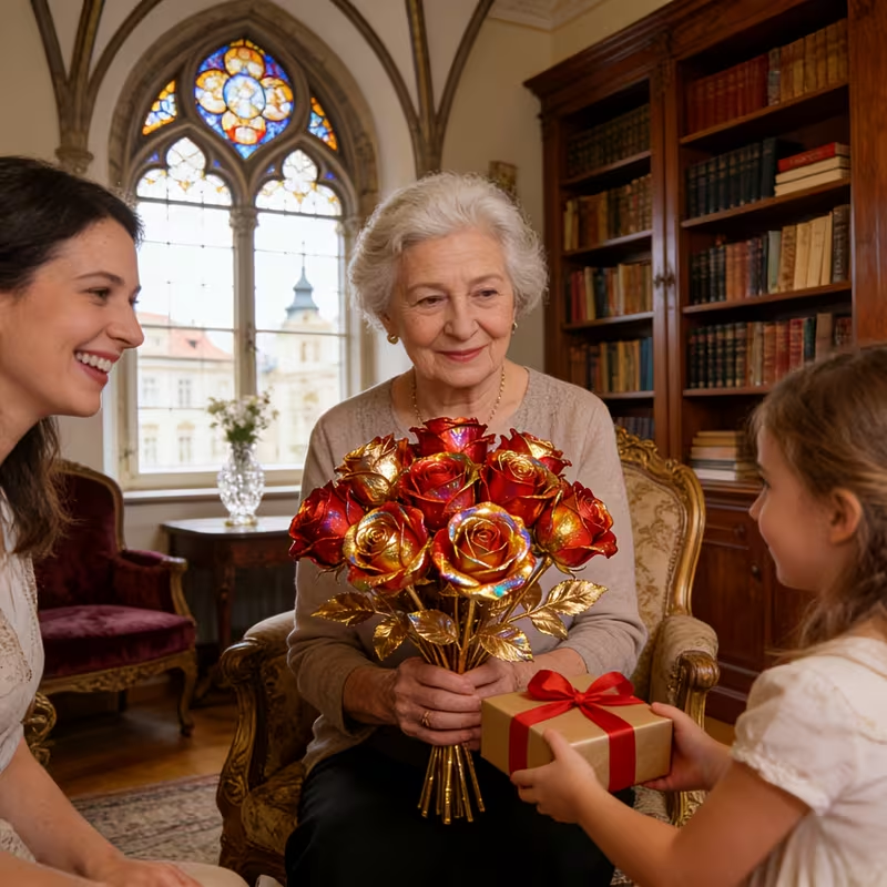 10 Stems Valentine's Day Metallic Shimmer Rose Bouquet