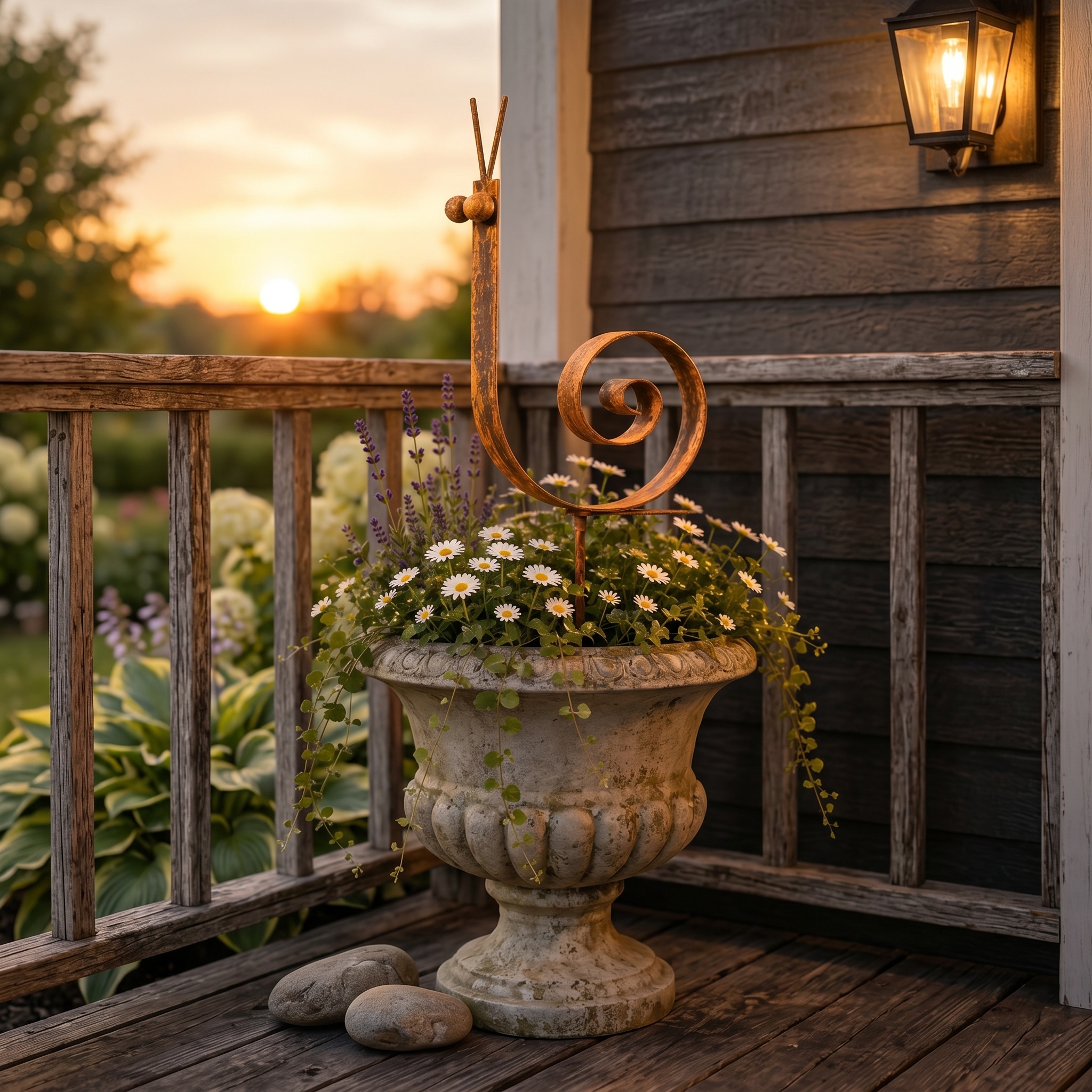 Rustic Metal Snail Garden Stake