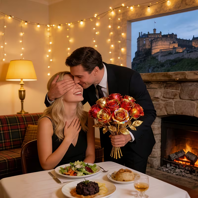 10 Stems Valentine's Day Metallic Shimmer Rose Bouquet