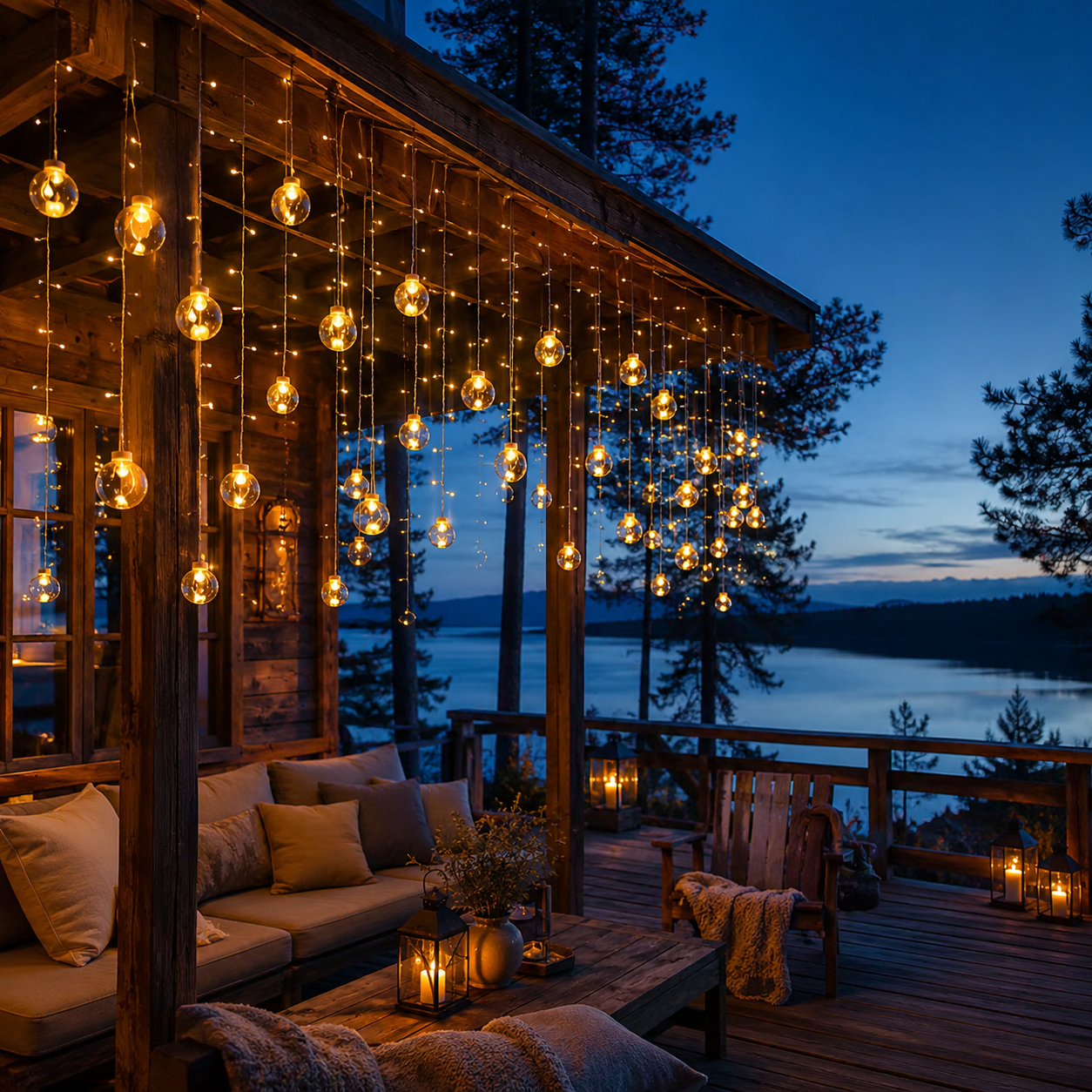 30-LED Transparent Globe Solar Hanging Curtain Lights