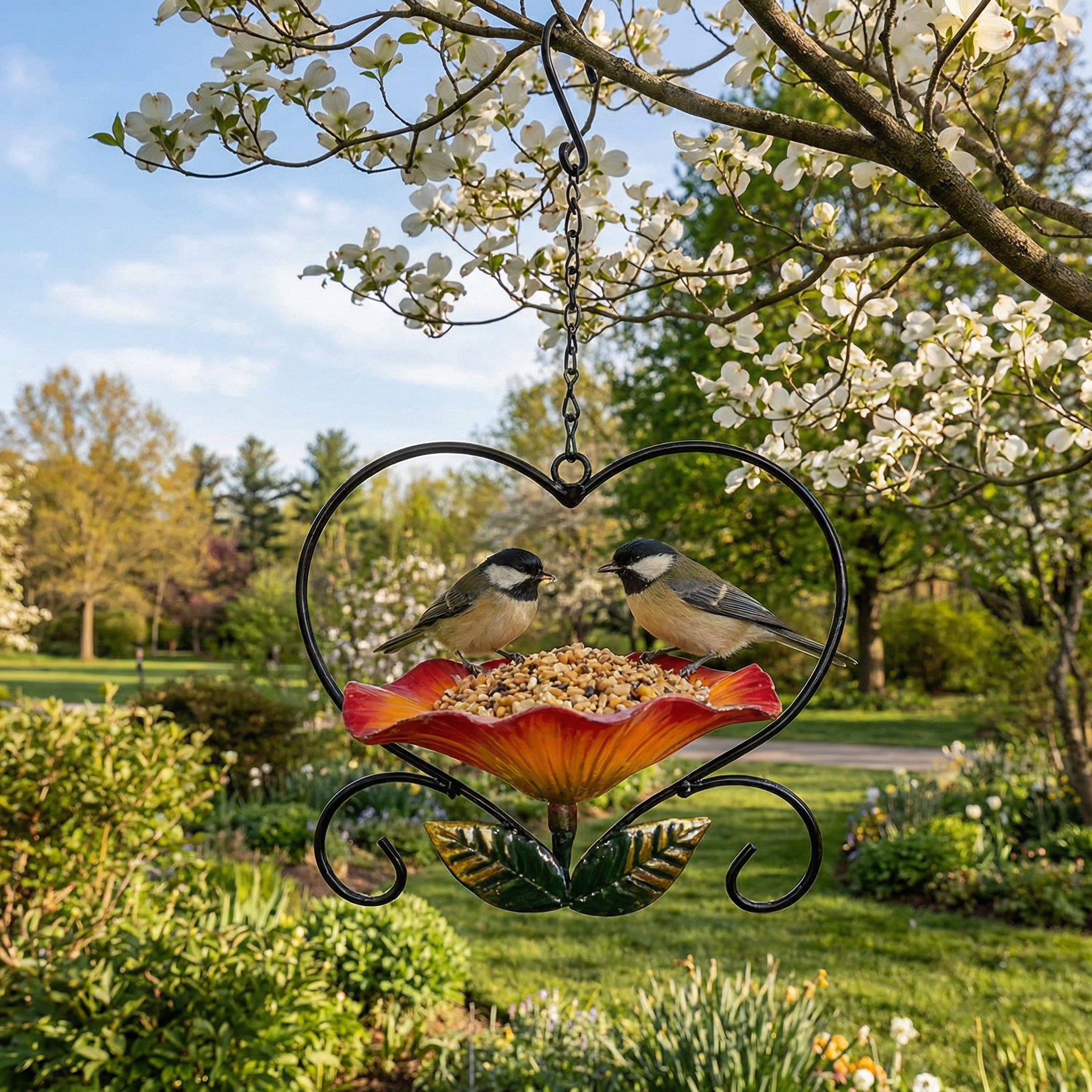 Heart-Shaped Hanging Bird Feeder – Decorative Outdoor Garden Feeder for Small Birds