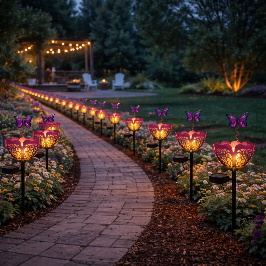 Solar-Powered Butterfly Lotus Garden Light – Warm Glow Outdoor Lawn Decor